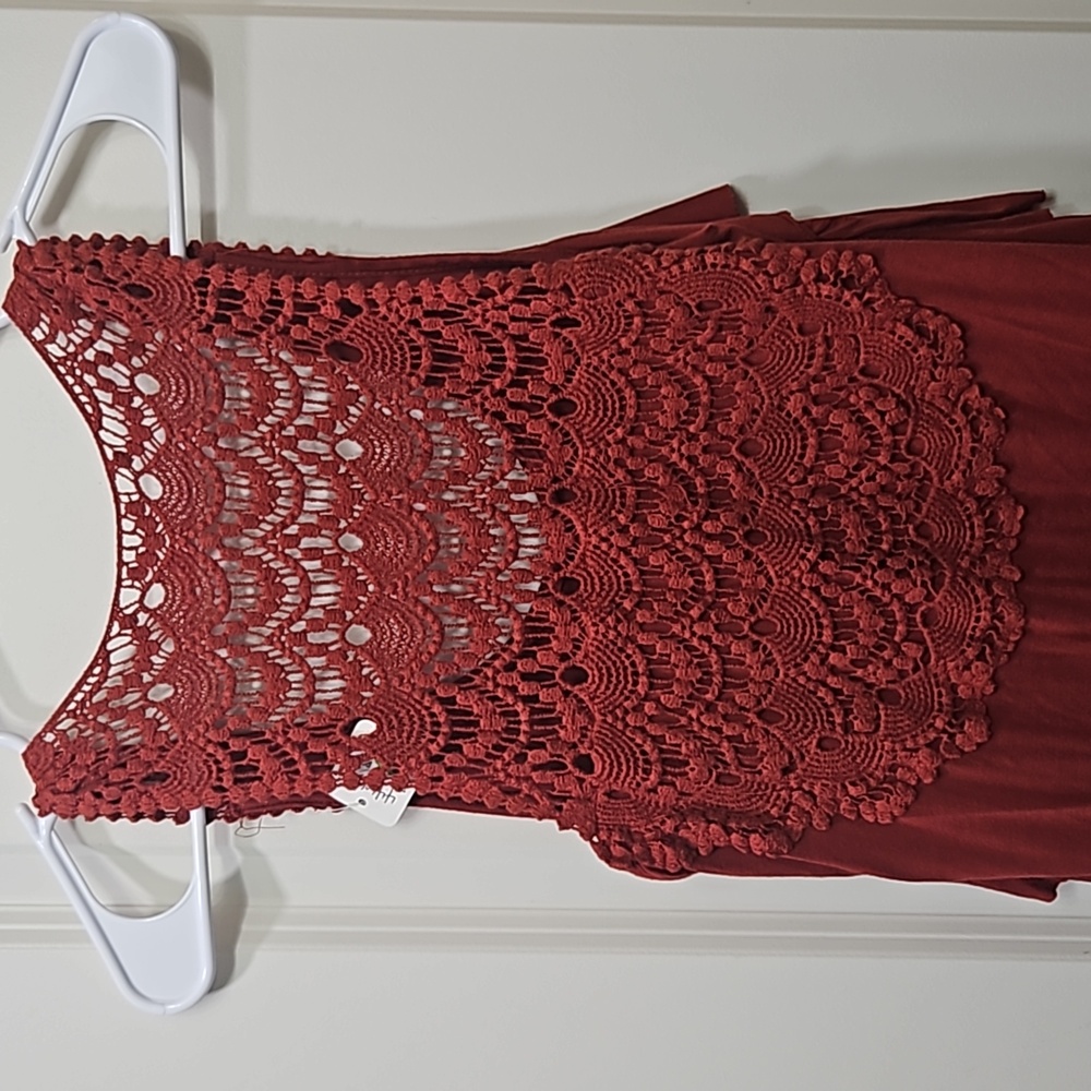 Forever 21 Tank Size Small Rust Color Lace Ruffle - Picture 3 of 5